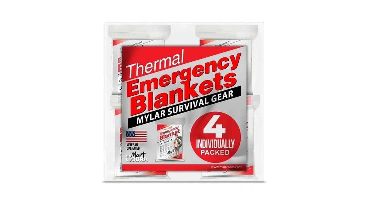 Emergency Blanket Mylar Thermal Space Survival Gear & Supplies 4-pack