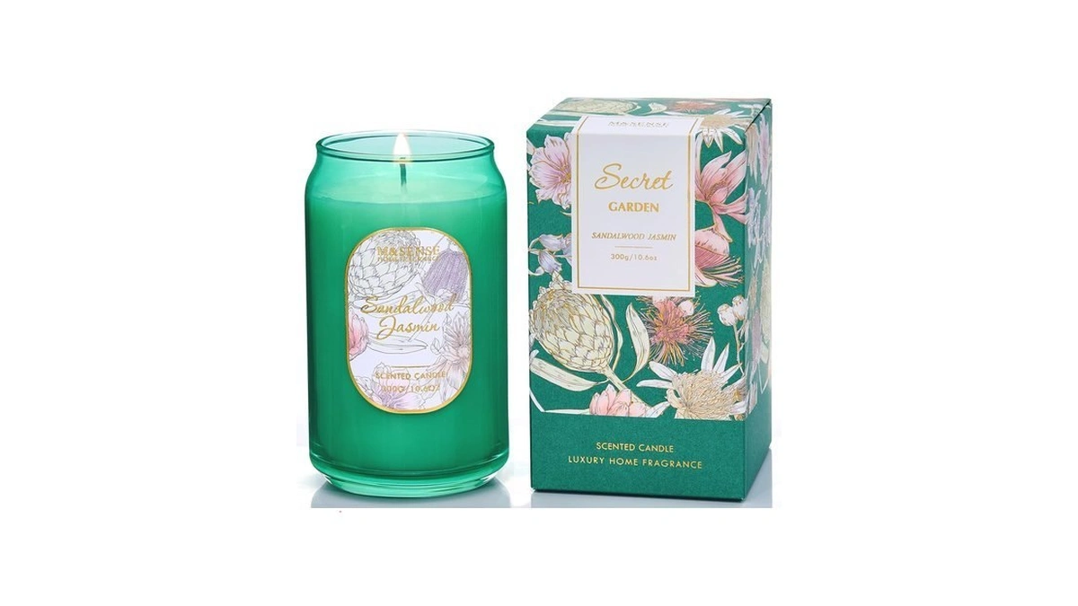 M&sense Sandalwood Jasmine Candles For Home Scented, 10.6 Oz Soy