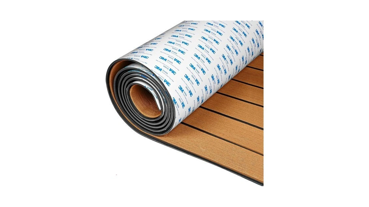Oceanbroad Boat Flooring 96''x7.2'', Brown With Black Seam Lines