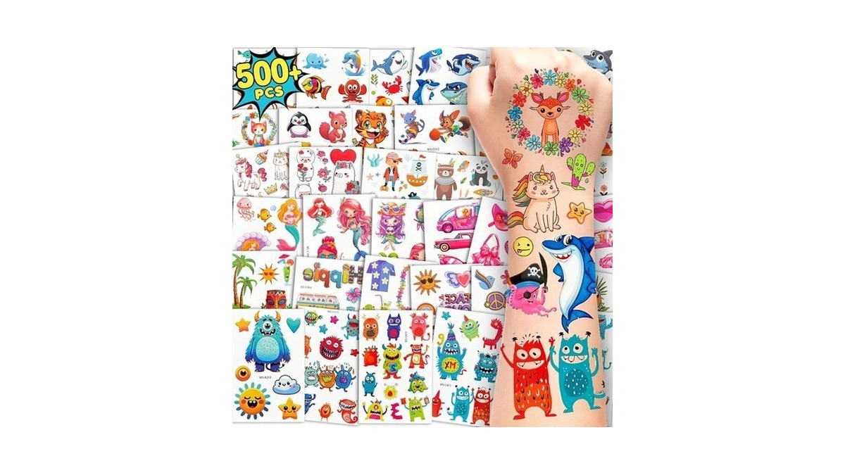 Palanda 500+ Temporary Tattoos For Kids, 66 Individually Wrapped Sheets