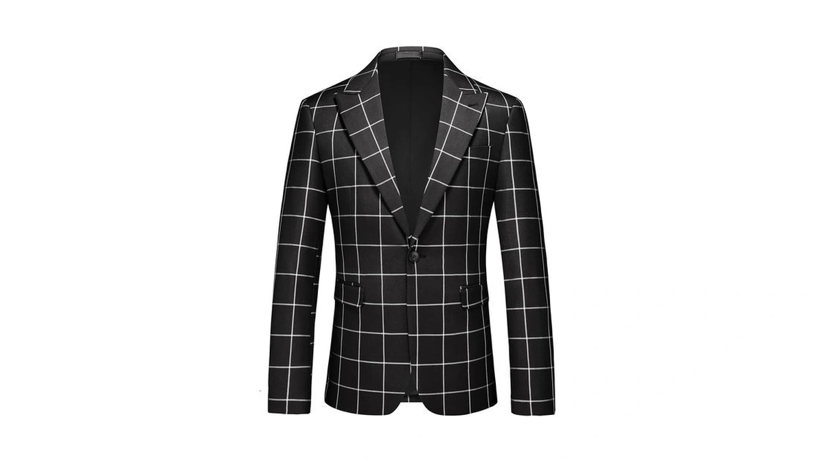 Mogu Men's Slim Fit Plaid Suit Set Checkered Sport Coat