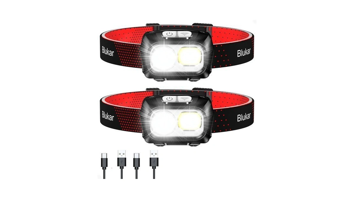 Blukar Led Headlamp Rechargeable, 2000l Super Bright Headlight Flashlight