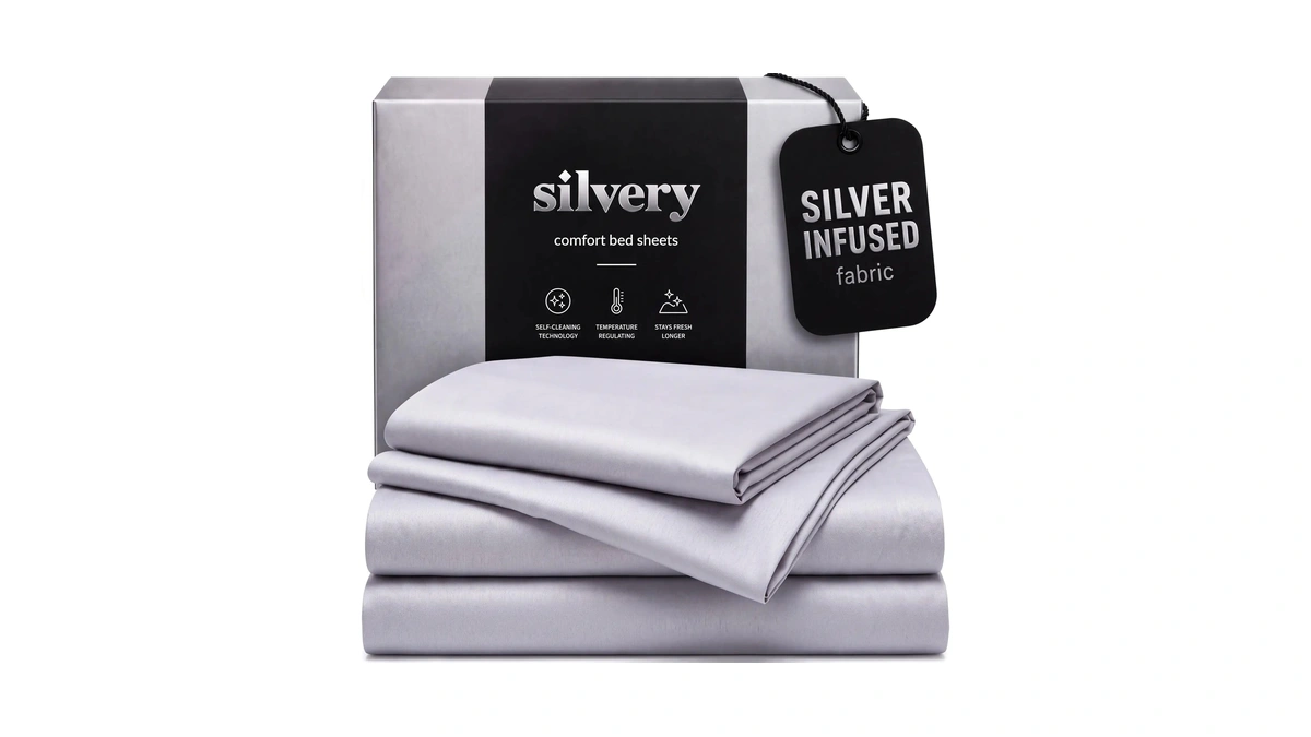 Silvery Silver Infused Bed Sheets Set Ultra-s...