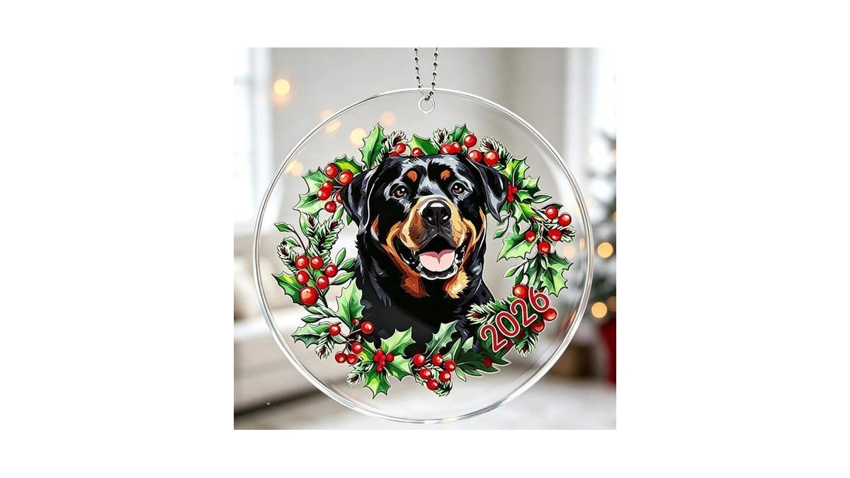 Rottweiler Christmas Ornament 2026, Dog Ornaments For Christmas Tree, Black