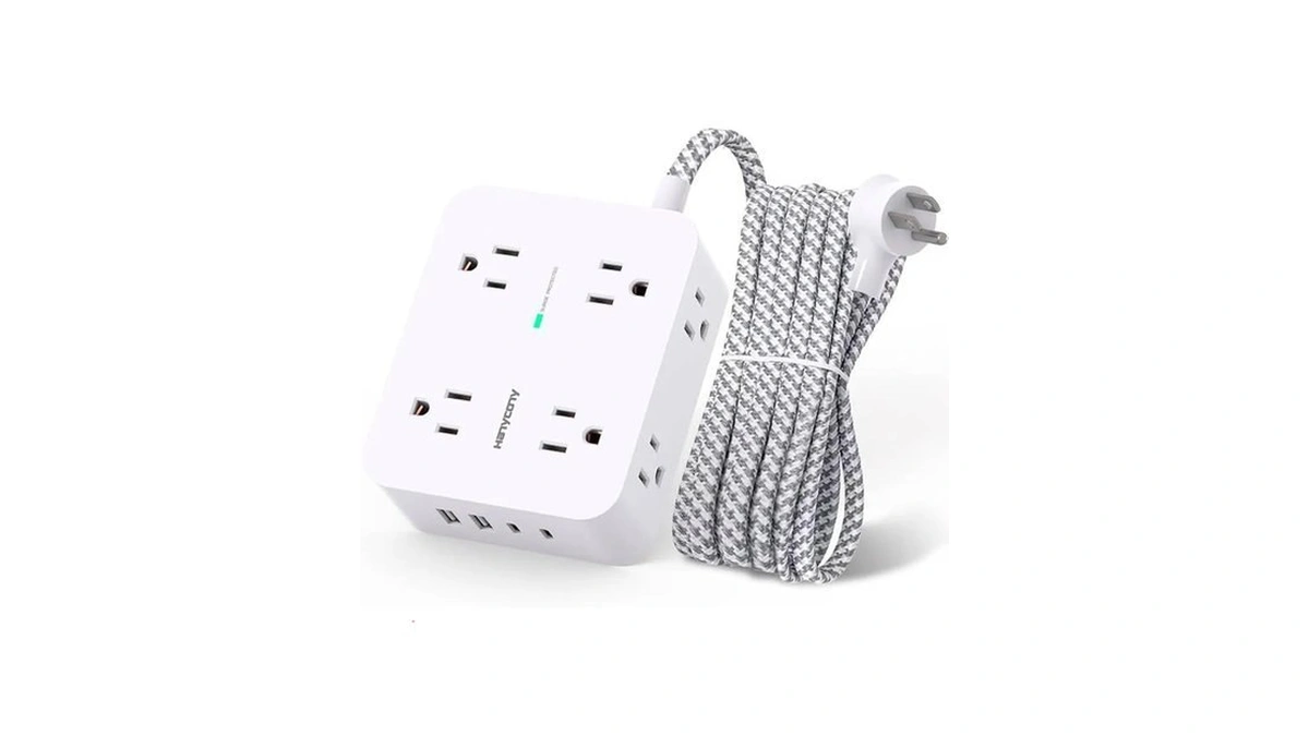 Hanycony Surge Protector Power Strip, 1080j, 5 Ft Braided Extension