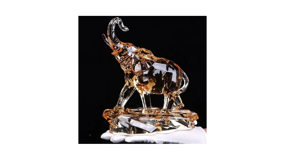 Vylbcove Acrylic Clear Elephant Figurines Crystal Glass Finish, High End