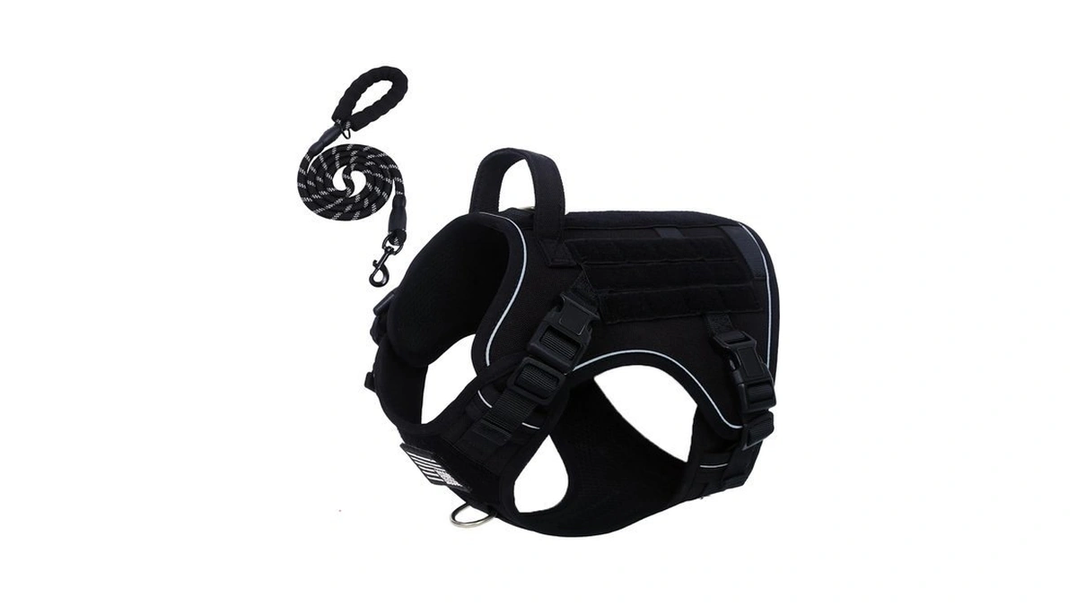 Bumbin Tactical Dog Harness With Laesh Set，no-pull Service Fit Smart