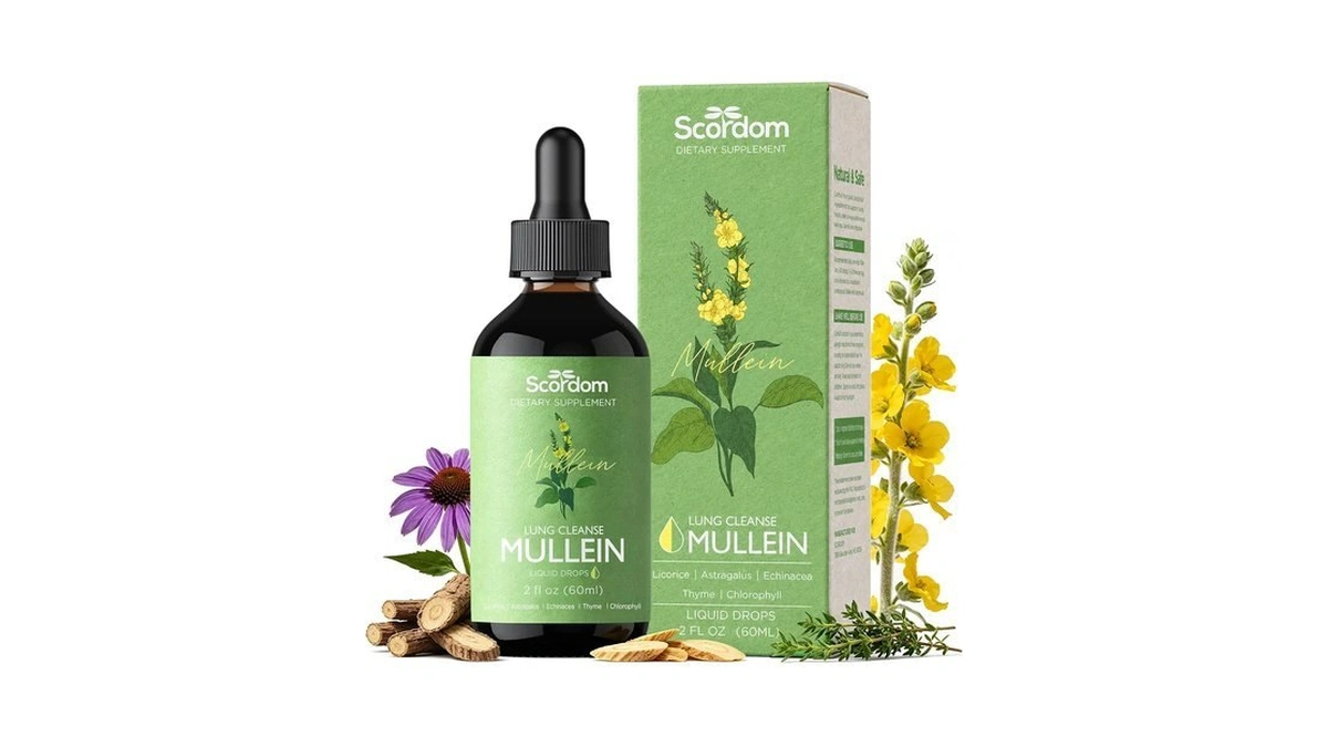 Scordom Mullein Drops For Lungs Cleanse & Detox, 6 In