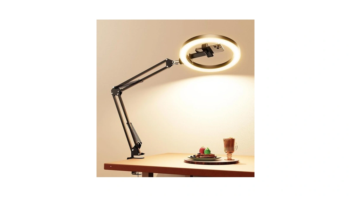 Upgrade Ring Light Overhead Camera Phone Mount For Desk, Evershop