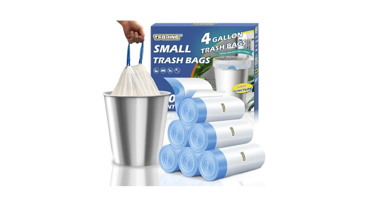 T.foring Small Trash Bags 4 Gallon Drawstring,1.1 Mil,unscented,120 Count