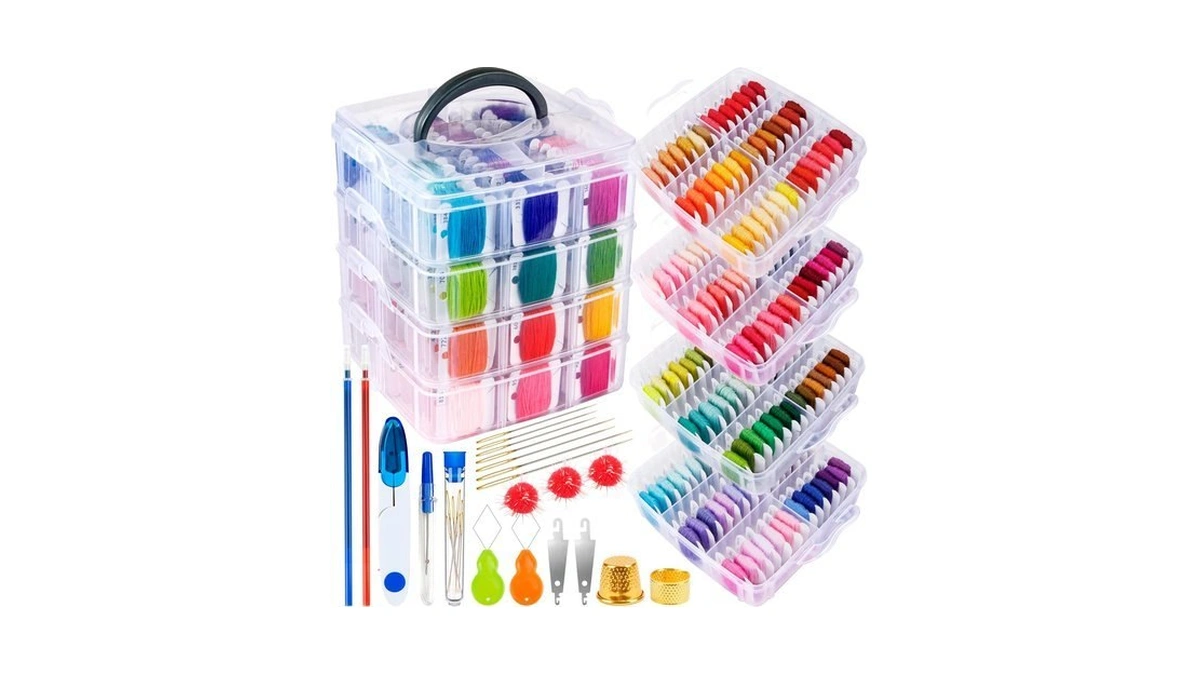 Bymore 262 Pack Embroidery Thread Floss Kit Including 200 Colors