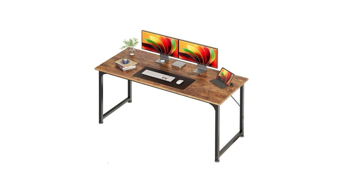 Huuger Computer Desk, 55 Inch Home Office Desk, Gaming Writing