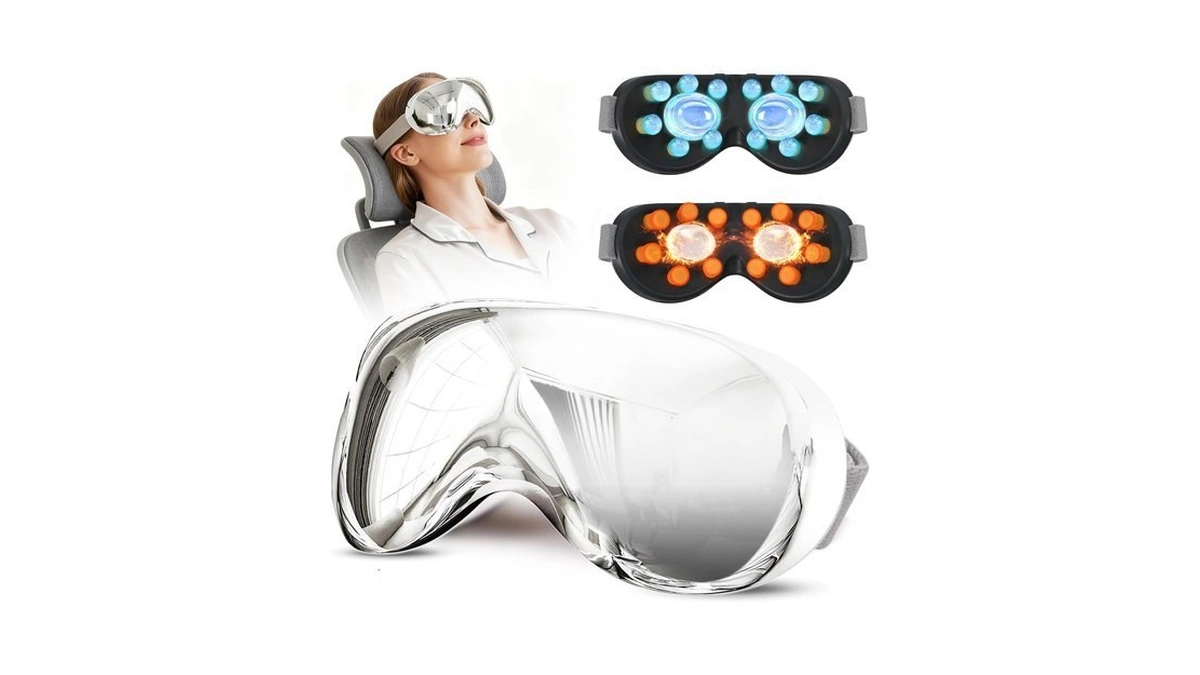 Camlke Eye Massager With Heat And Cooling, Massaging Eye Mask,