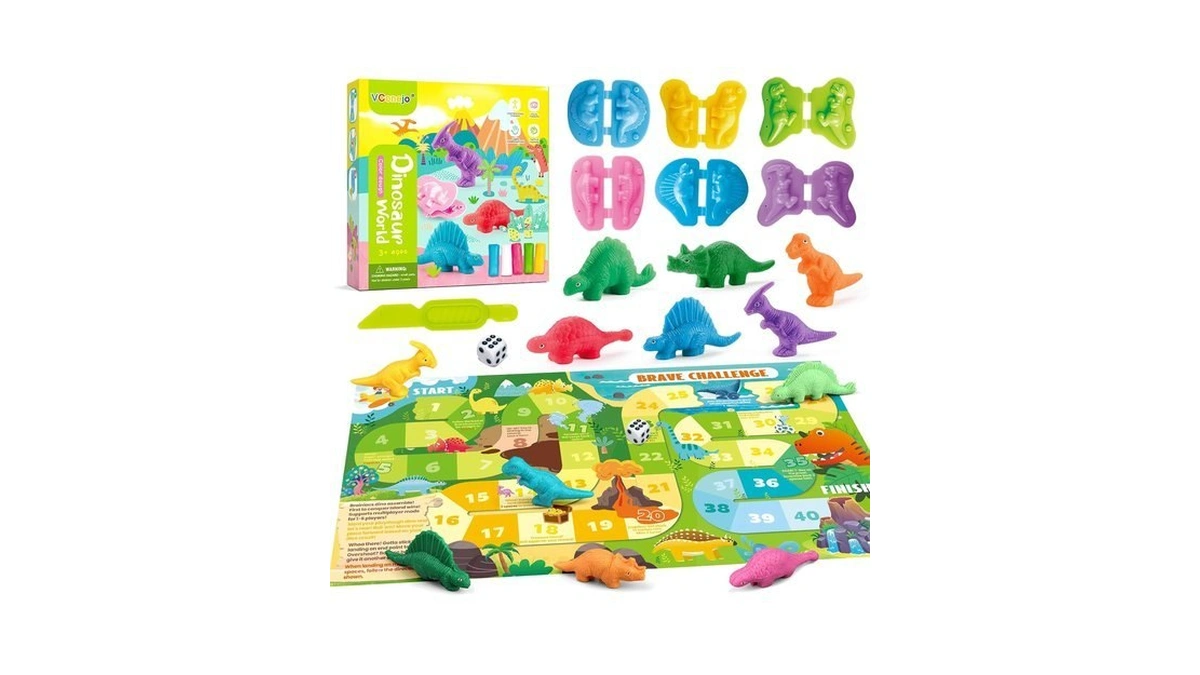 Dinosaur Dough Board Game Set For 2-6 Players, Kids Ages