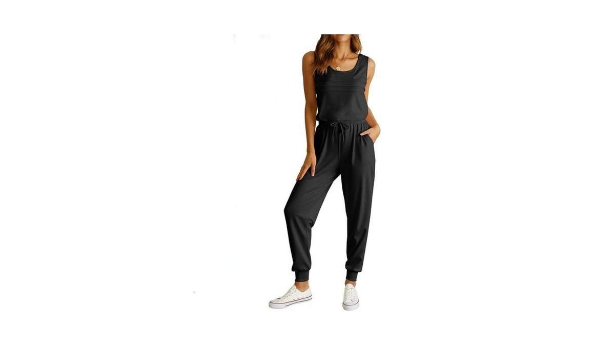 Kissmoda Plus Size Womenβs Black Two Piece Loungewear Set Sleeveless