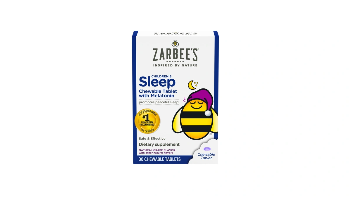 Zarbee's Kids Melatonin Sleep Chewable Tablets, 1mg Melatonin, 30 Ct