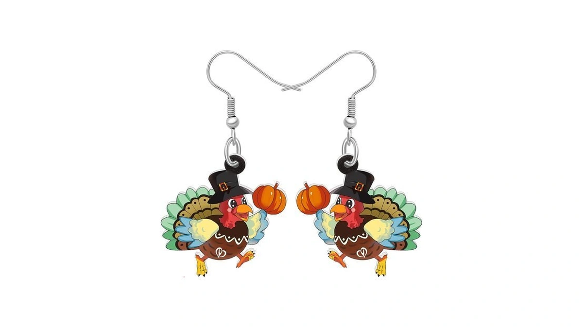 Newei Acrylic Thanksgiving Anime Turkey Chicken Earrings For Women Fashion