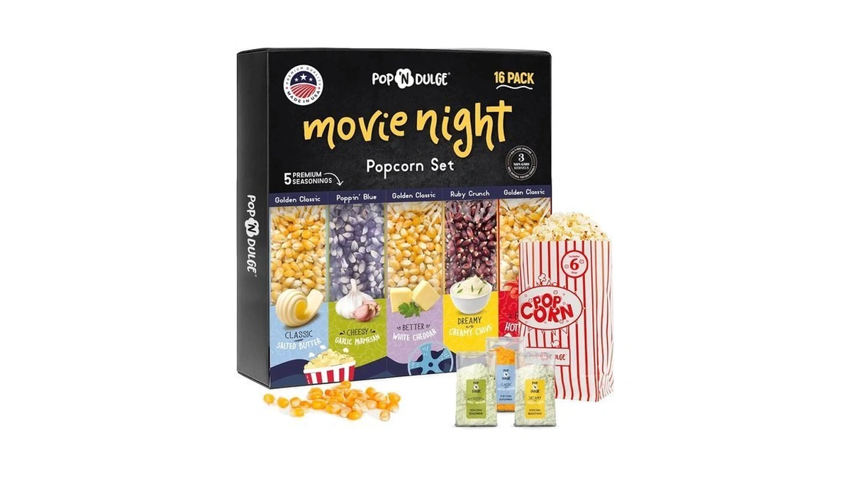 Pop N' Dulge Popcorn Movie Night Supplies 16 Pcs Gift