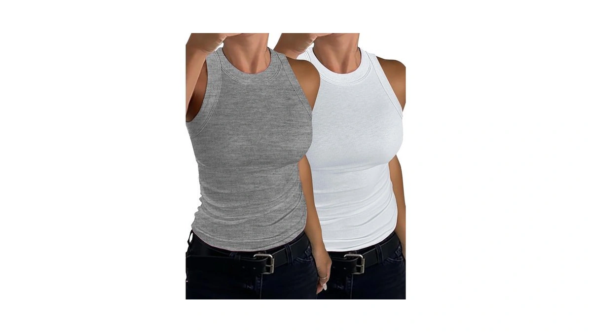 C.o.z.y Womens Tank Tops 2 Pack Ribbed Racerback Top Summer
