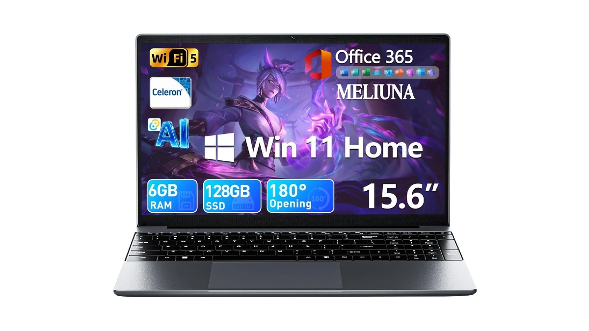 Meliuna 15.6'' Ai Laptop With Office 365, 6gb Ram 128gb