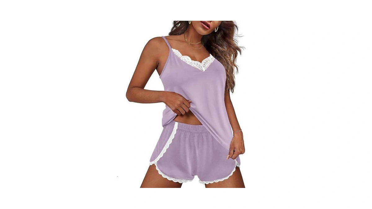 Ekouaer Pajama Sets For Women Lingerie Sleepwear 2 Piece Cami