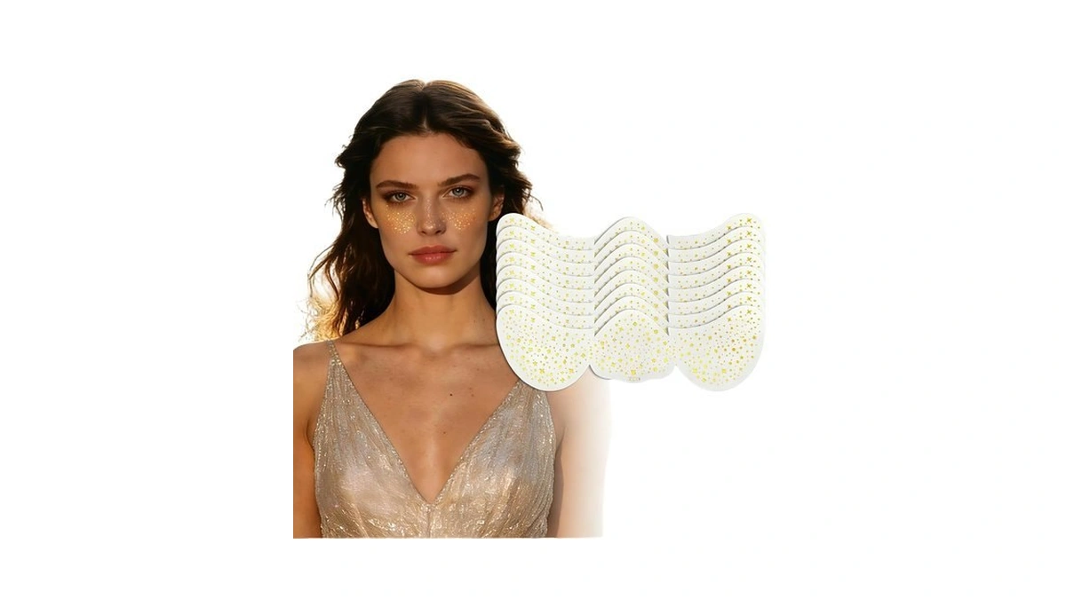 Hopodix 8pcs Gold Star Glitter Freckle Face Tattoo Body Face