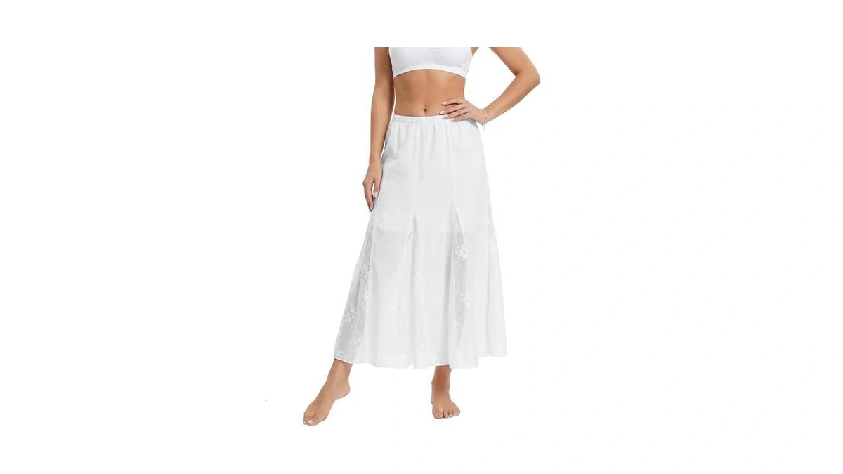 Alisoker Womens Boho Lace Maxi Skirt Flowy Patchwork Layered Long