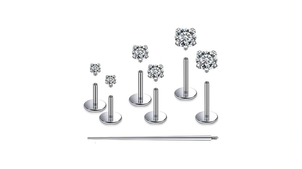 Pnsgisr F136 Titanium Internally Threaded Tragus Piercing Jewelry Cartilage Earrings
