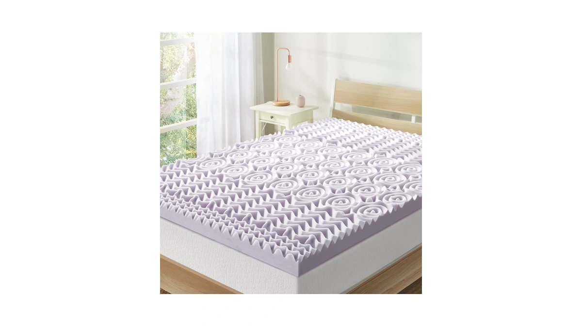 Mellow 3 Inch 5-zone Memory Foam Mattress Topper, Soothing Lavender