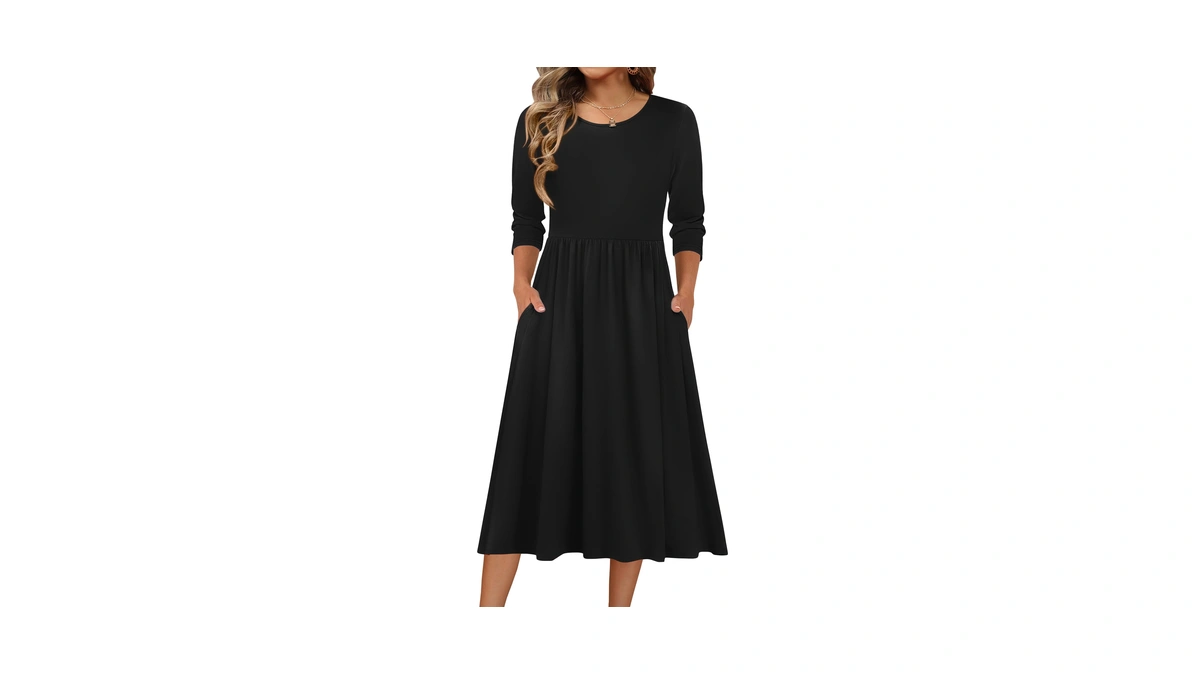 Zeagoo Womens Black Dress Half Sleeve Swing Aline Loose Tshirt