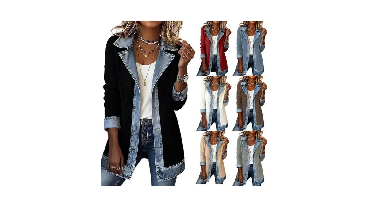 Kreyvox Jean Jacket Women Knit Denim Jacket Button Cardigan Jackets