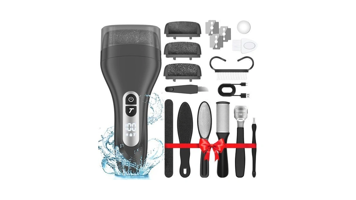 Adampark Electric Foot File Callus Remover, Rechargeable Pedicure Tools Foot