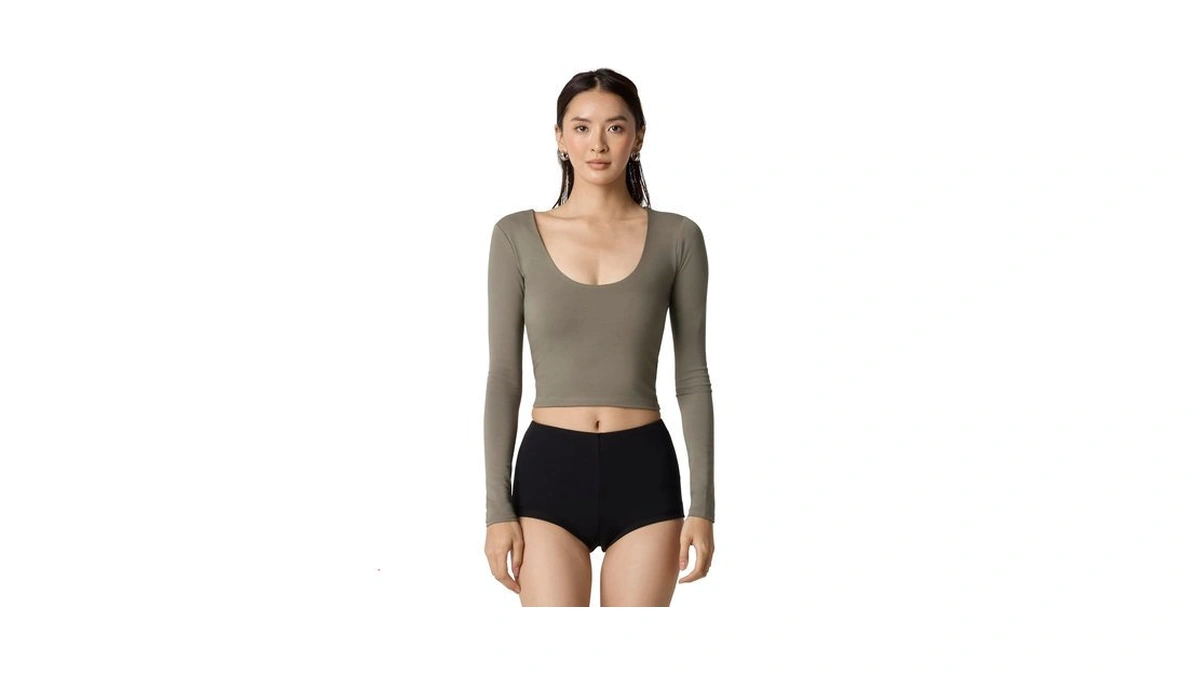 Florence By Mills Women's Power Mesh Plunge Long Sleeve, Dusty