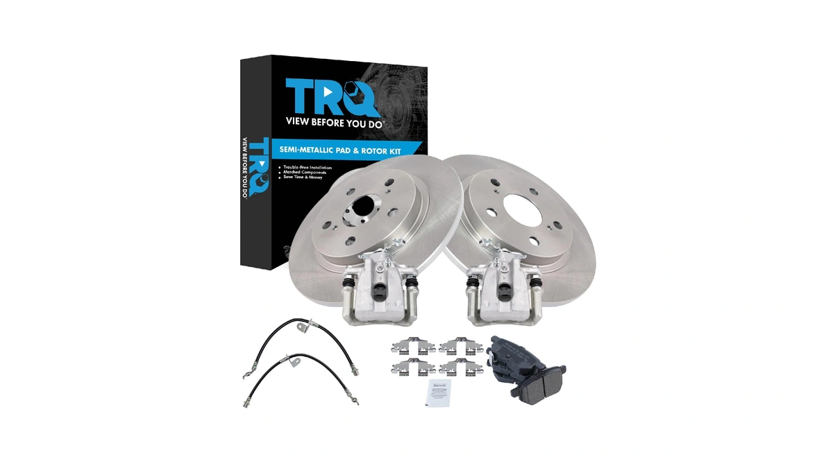 Trq Rear Brake Pad And Rotor Set Semi Metallic Calipers