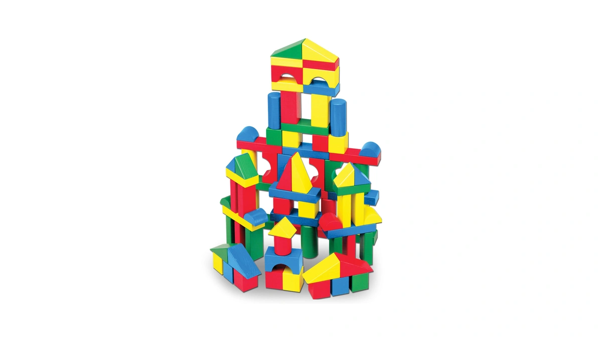 Melissa & Doug 100 Wooden Building Blocks With Storage Box