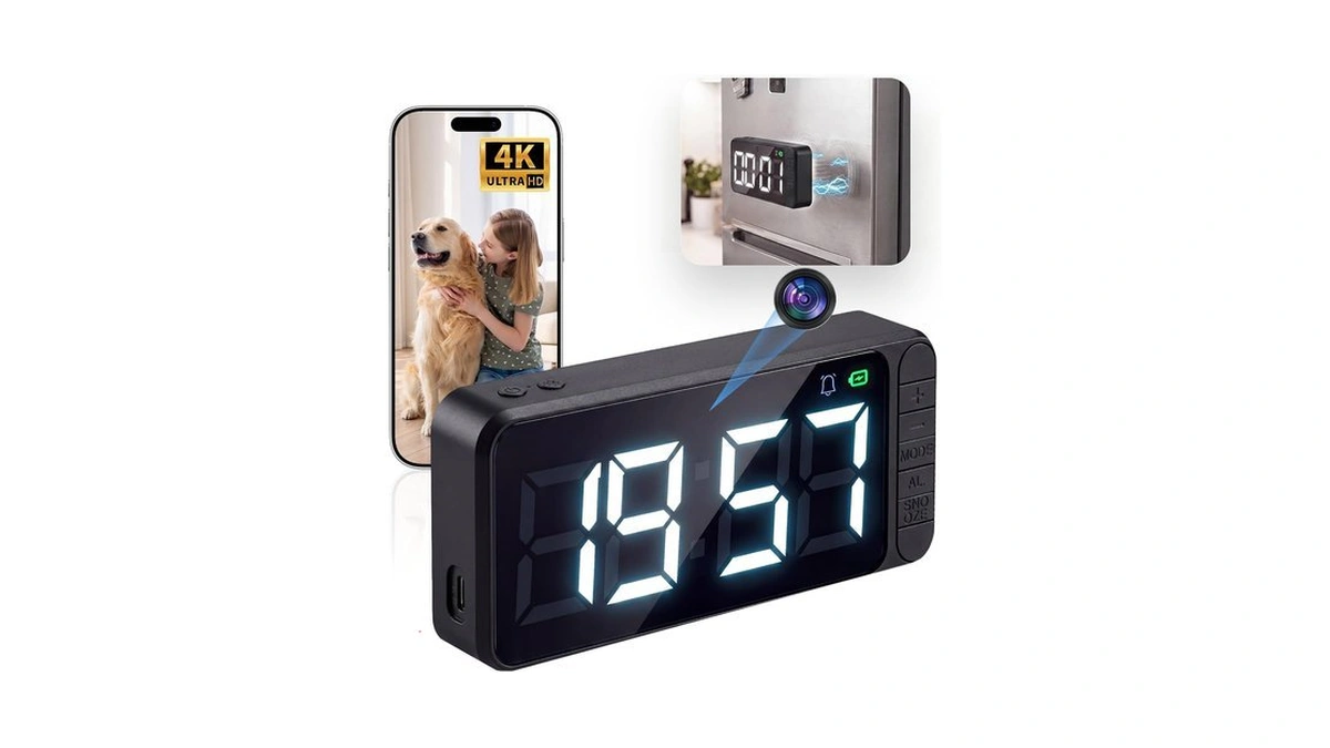 Camera Clock 4k Wifi Hidden Security Camera, Nanny Cam Remote