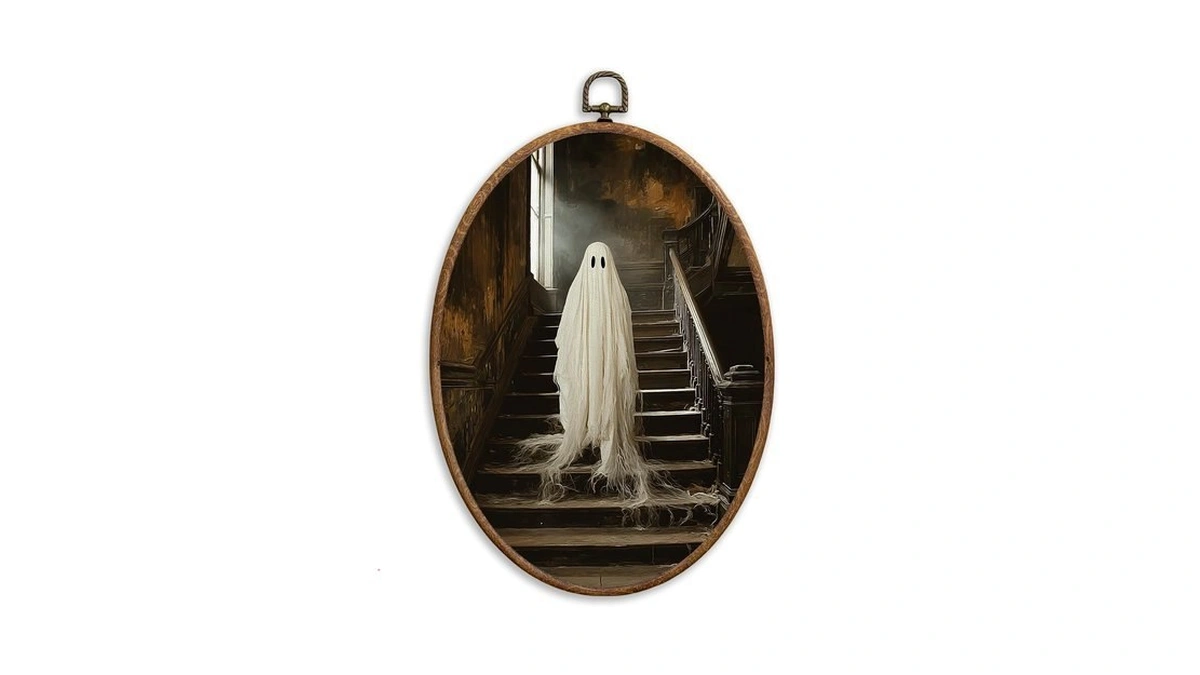Sonmysulil Halloween Ghost Oval Wall Hanging Decor 8.6x11.4 Inch