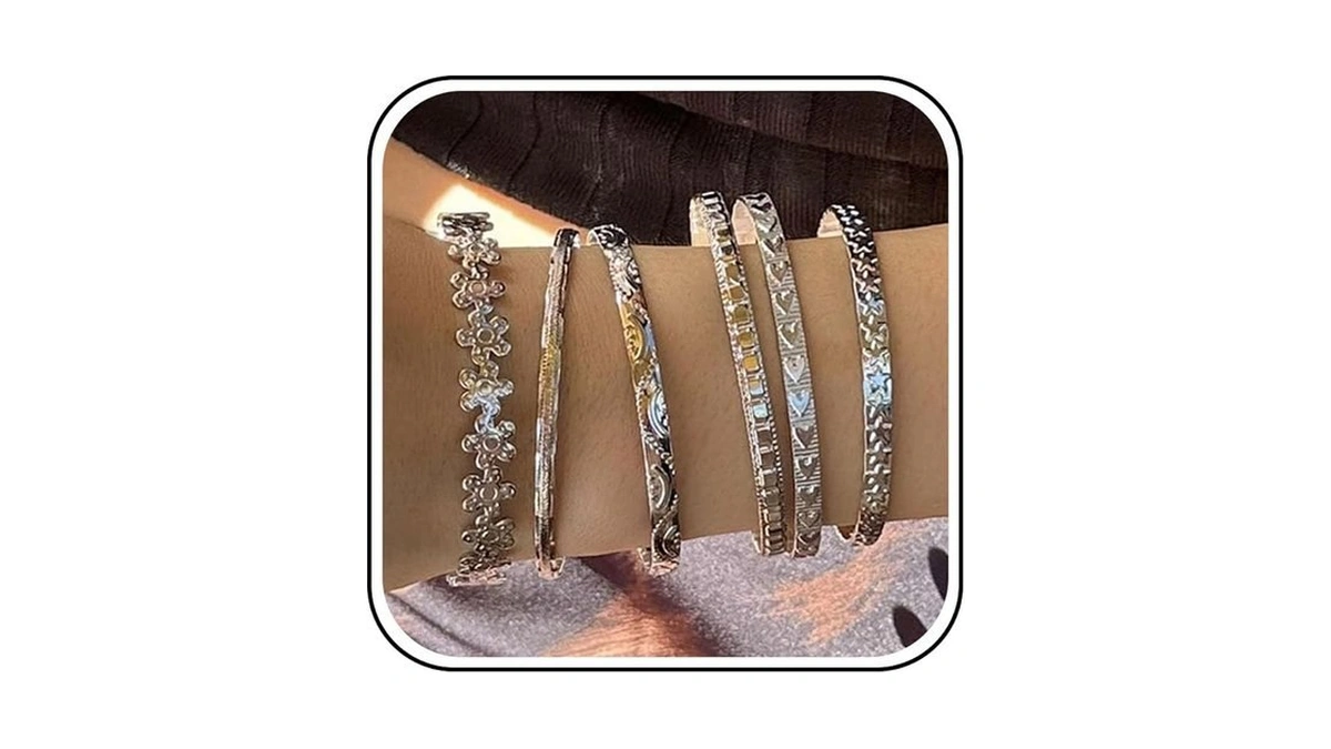Kummersaprk Gold Bangle Bracelets Set For Women Chunky Stackable Cuff