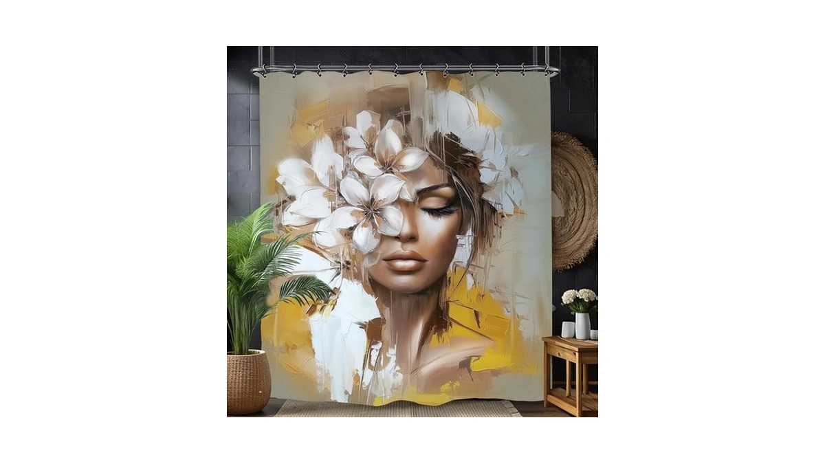Yookeb African American Flower Bathroom Shower Curtain 60w By 71h