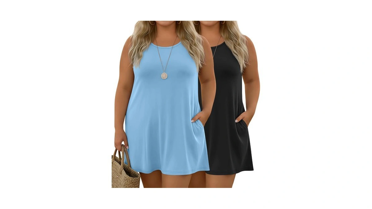 Evervibe 2 Pack Women's Plus Size Summer Dresses, 2-color, 5x-large