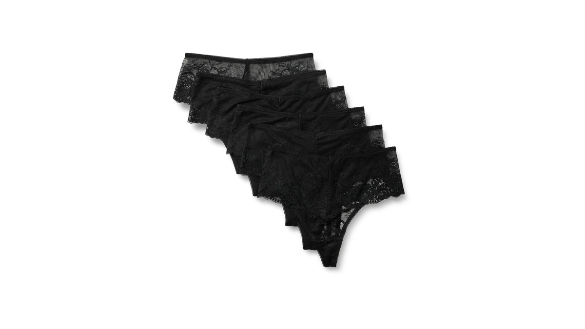 Amazon Essentials Women's Stretch Galloon Lace Knickers, Bikini, Hipster, Thong