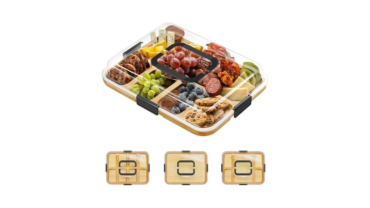Spaceaid Charcuterie Board With Clear Lid, Portable Travel Cheese Cutting