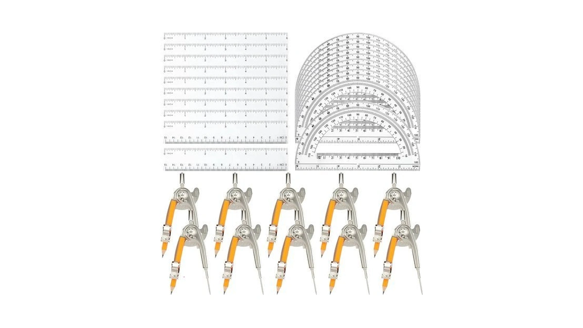 40 Pieces Geometry Math Set Compass For Geometry Math Compass