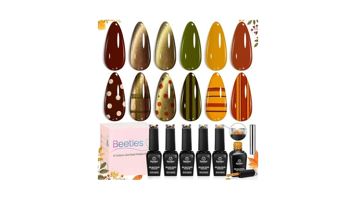 Beetles Fall Gel Nail Polish Set, Burgundy Brown Olive Mustard