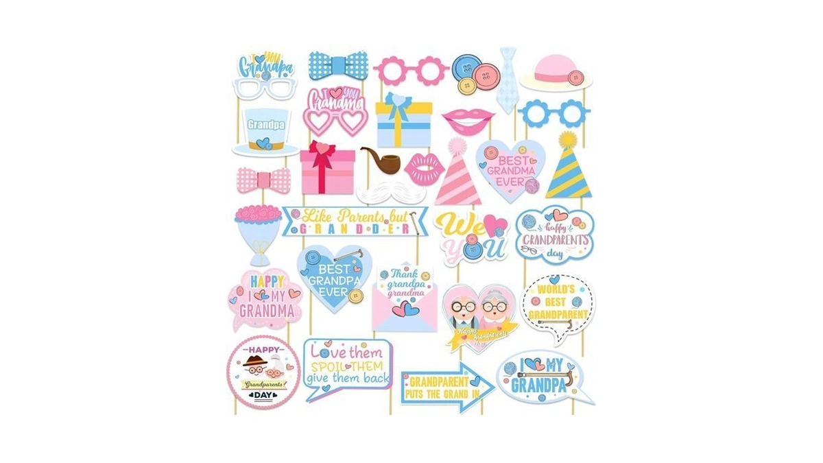 Grandparents Day Decorations - 36pc Photo Props For Grandma &