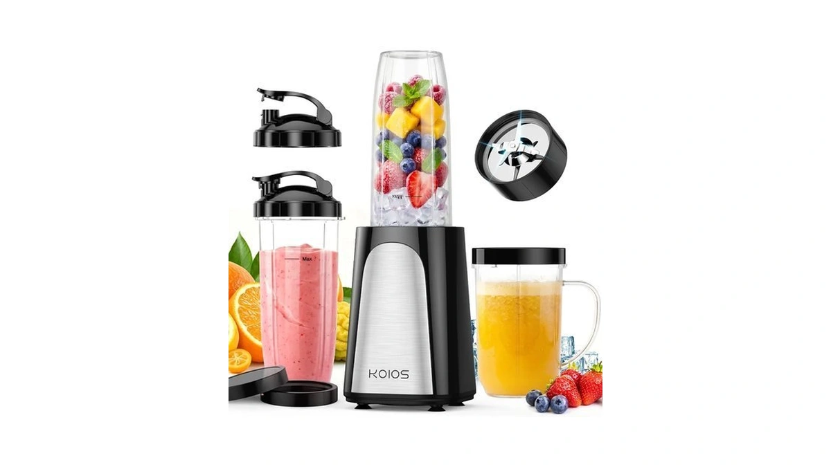Koios 1000w Smoothie Blender, 15-in-1 Single Serve Set, Press-twist Design