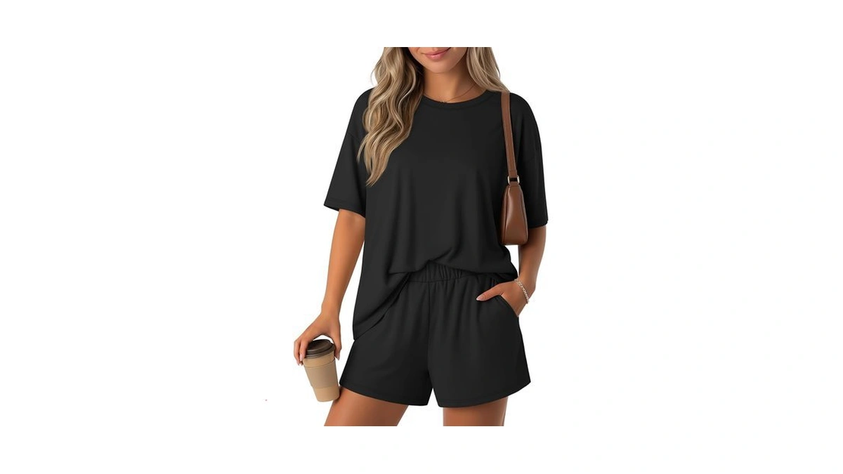 Joymotion Womens 2 Piece Outfit Sets Short Sleeve Matching Sweatsuit