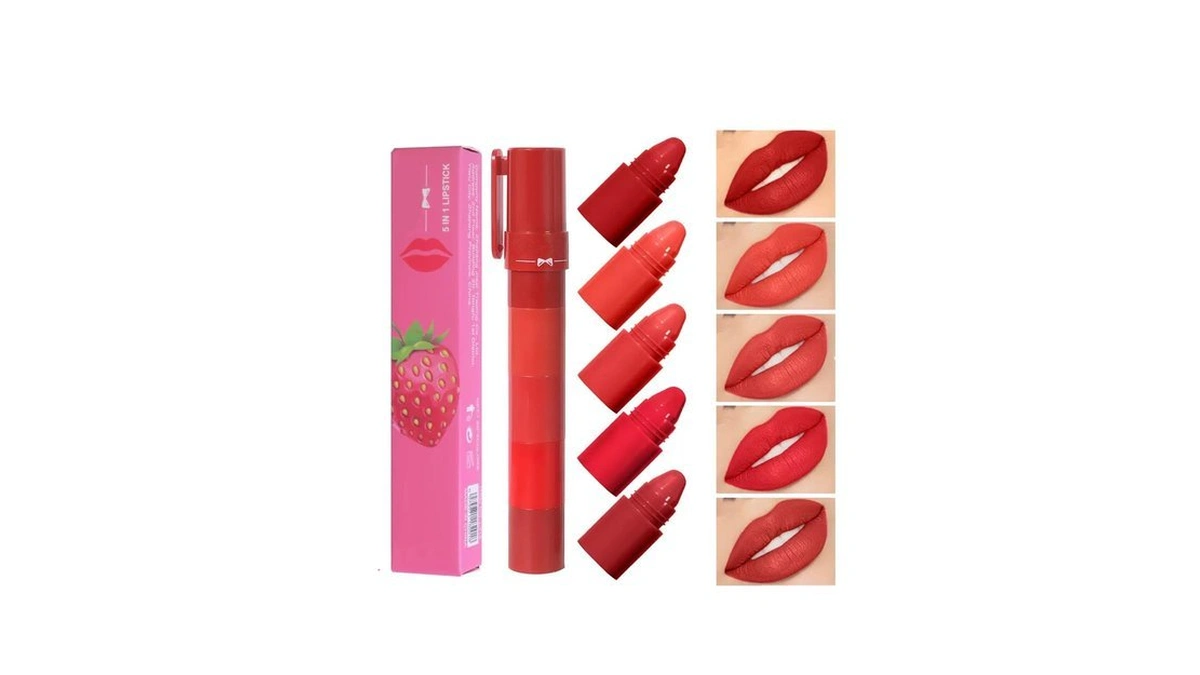 Uock 5-color Lipstick Set - Velvet Matte Lip Look, Nude