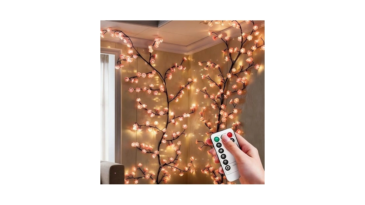91 Inch Cherry Blossom Lights With Remote, 144 Led Cherry