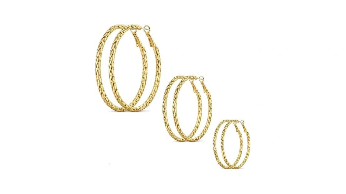 3 Pairs Gold Hoop Earrings For Women,chunky Twisted Hoops Trendy